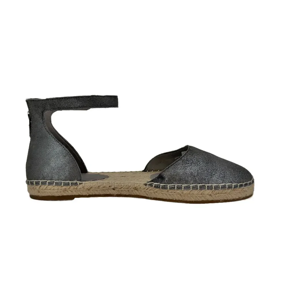 NEW Eileen Fisher Lala Espadrille Flats size 9 Gunmetal Silver Metallic Leather